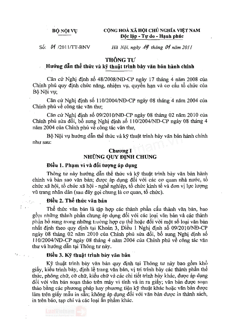 image for page TT 01 về hướng dẫn thể thức văn bản