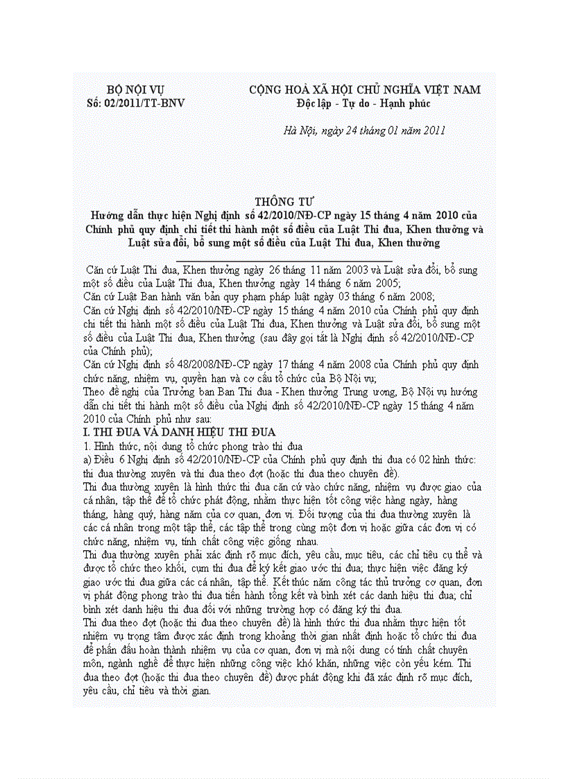 image for page TT 02 2011 về thi đua khen thưởng Bo noi vu doc