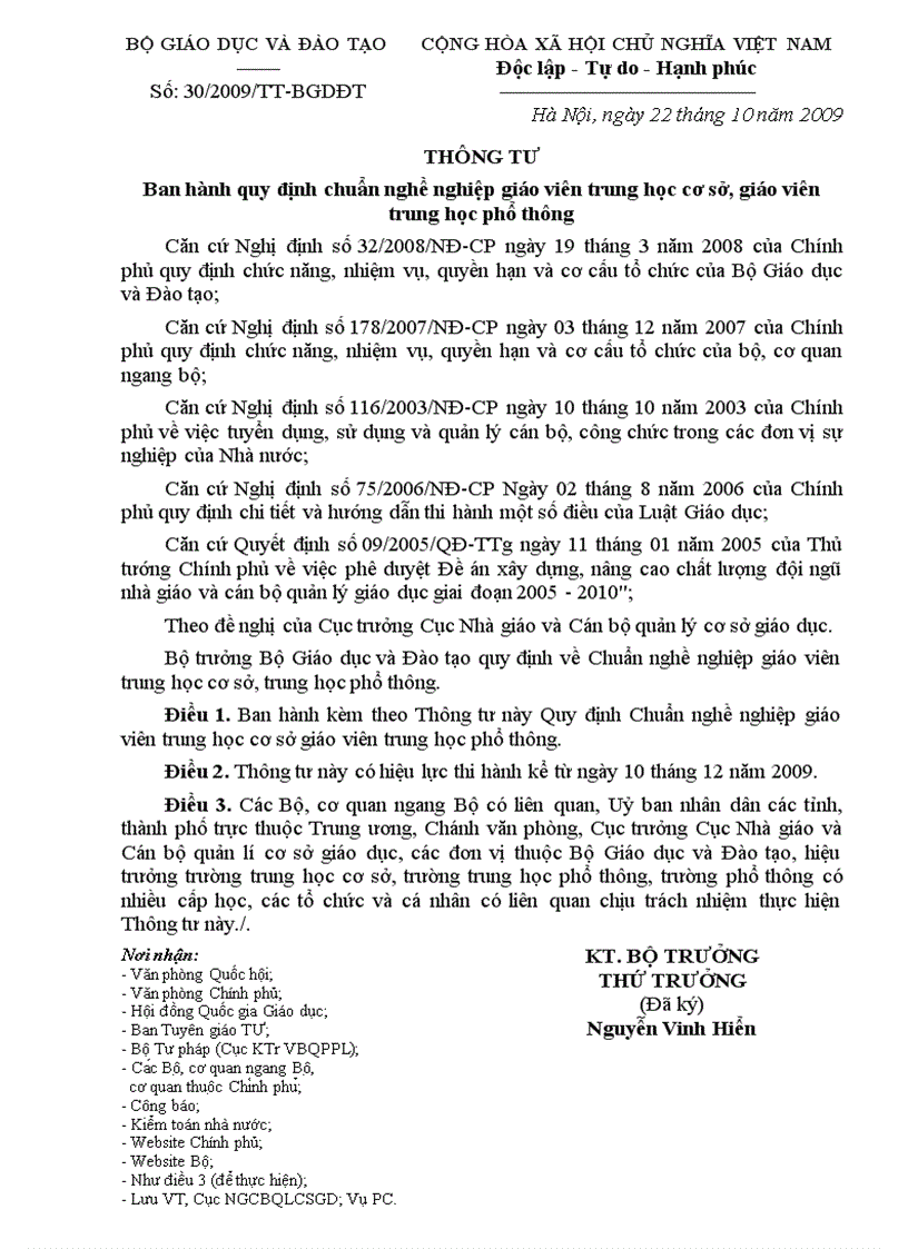 image for page TT 30 Đánh giá chuẩn nghề nghiệp Giáo viên