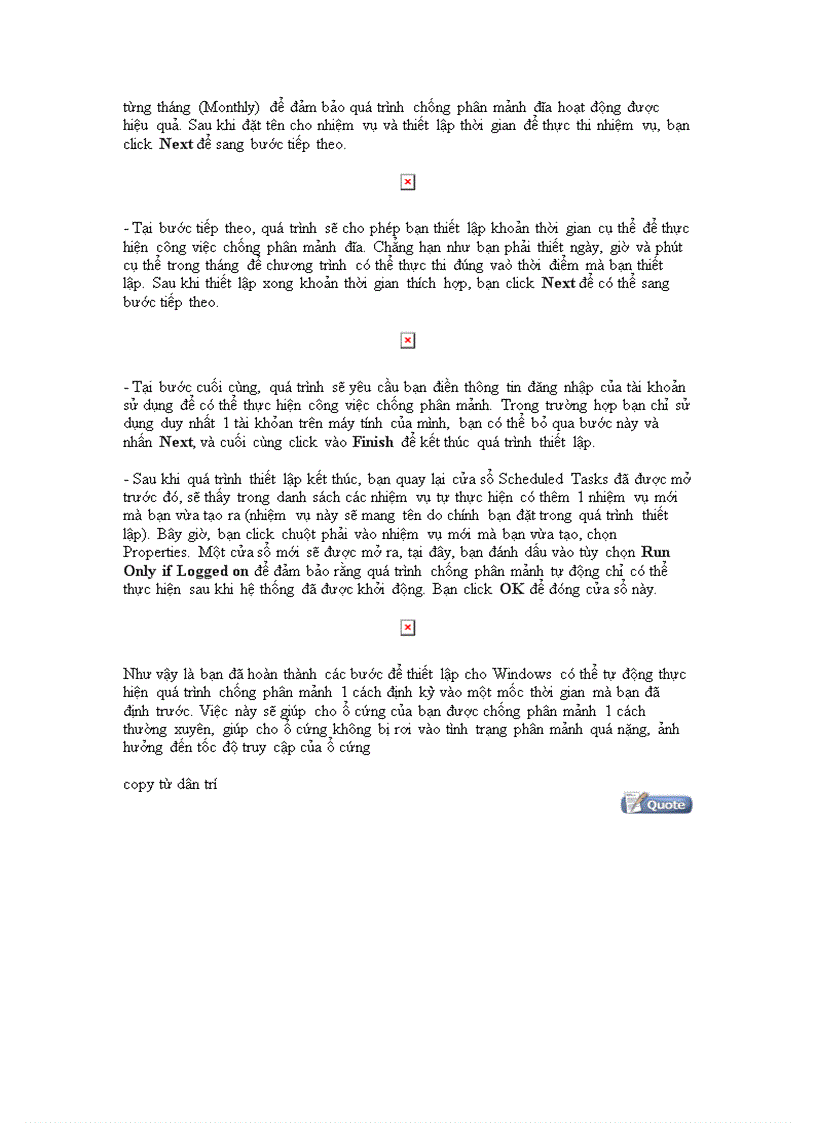 image for page Tự động chống phân mảnh trong winXP