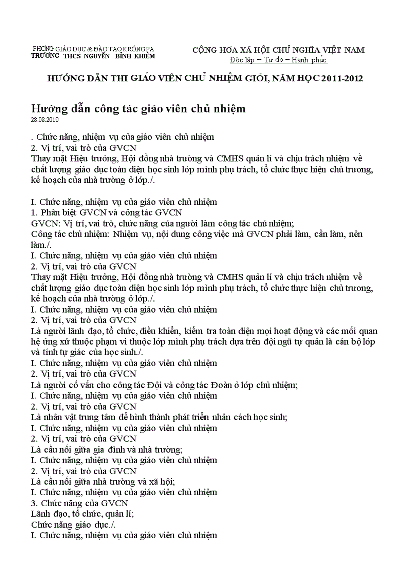 image for page Tư liệu và hướng dẫn thi GVCN giỏi THCS