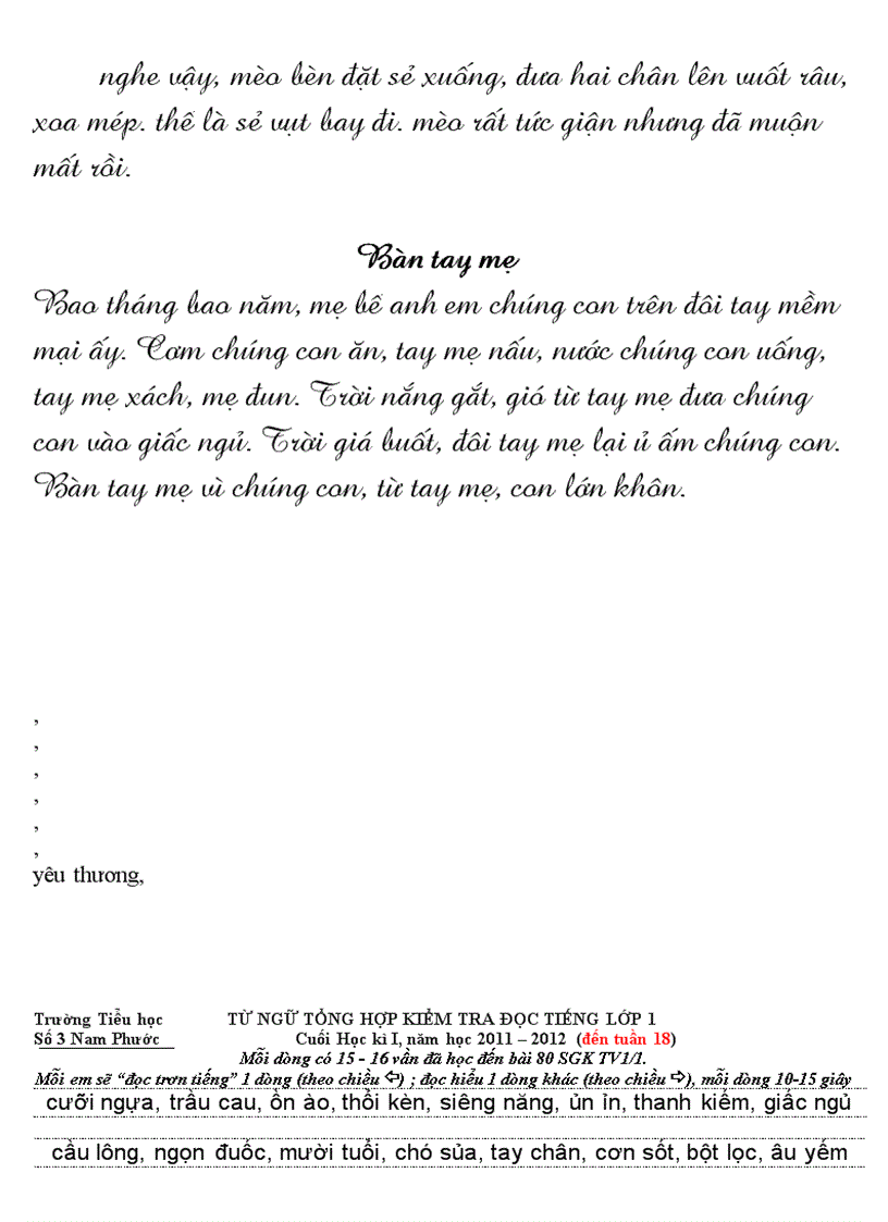 image for page Từ ngữ luyện đọc và kiểm tra GK2 L1