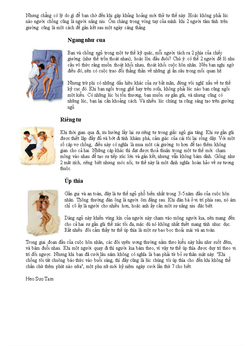 image for page Tư thế ngủ phản ảnh cuộc sống vợ chồng