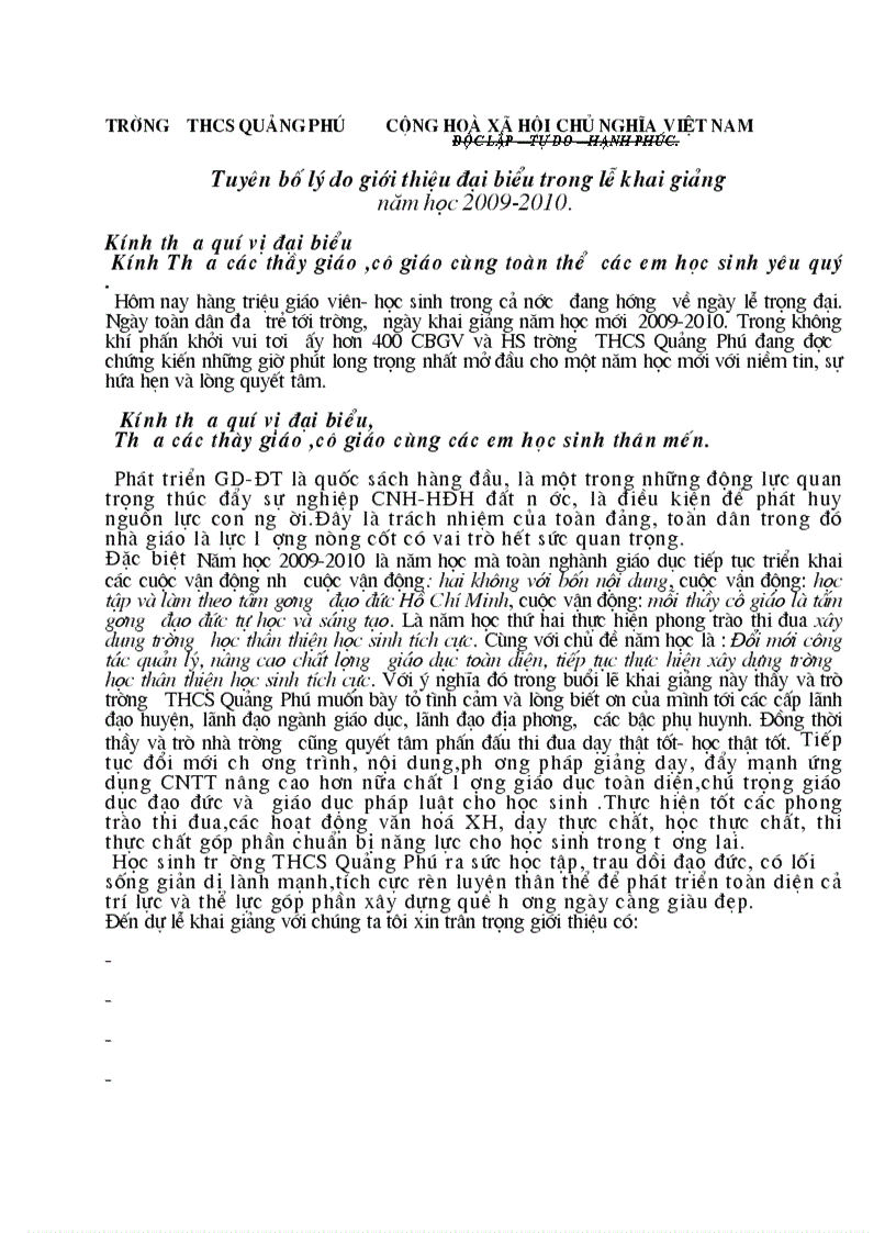 image for page Tuyen bo ly do gioi thieu dai bieu ngay KG