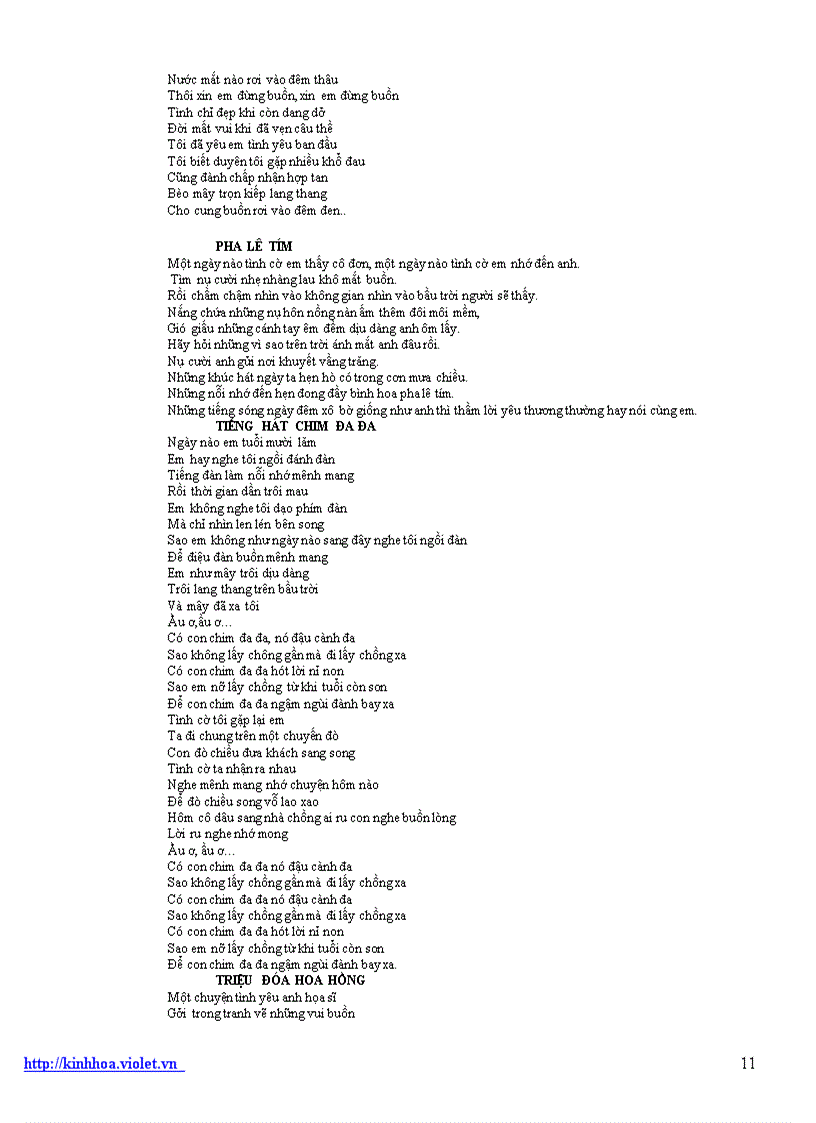 image for page Tuyển lời bài hát hay