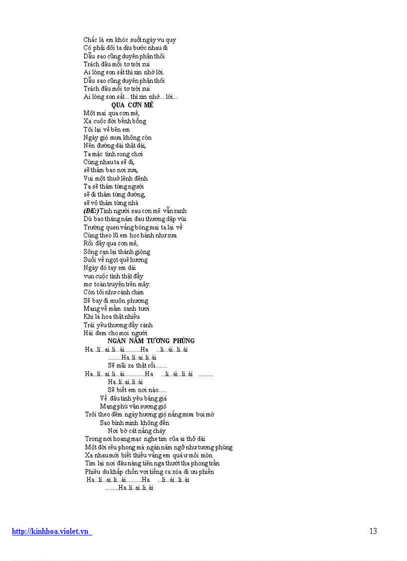 image for page Tuyển lời bài hát hay