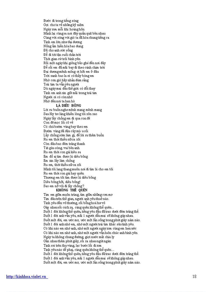 image for page Tuyển lời bài hát hay