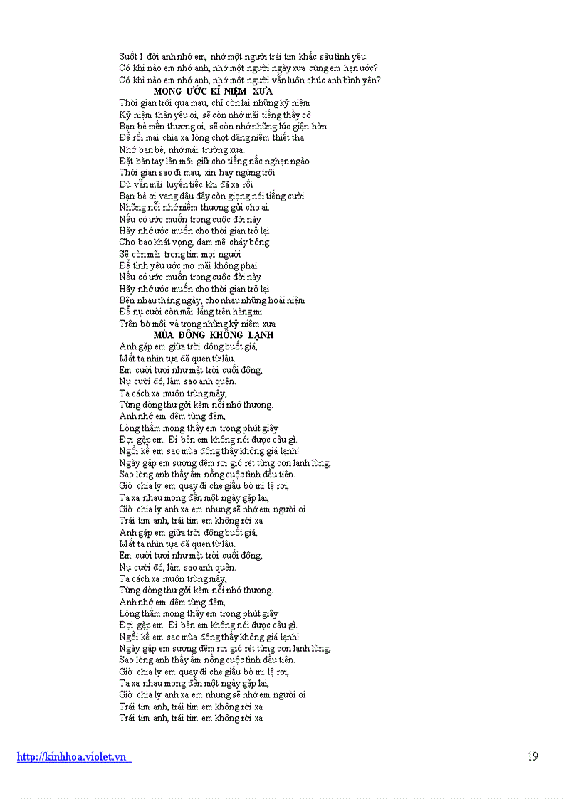 image for page Tuyển lời bài hát hay