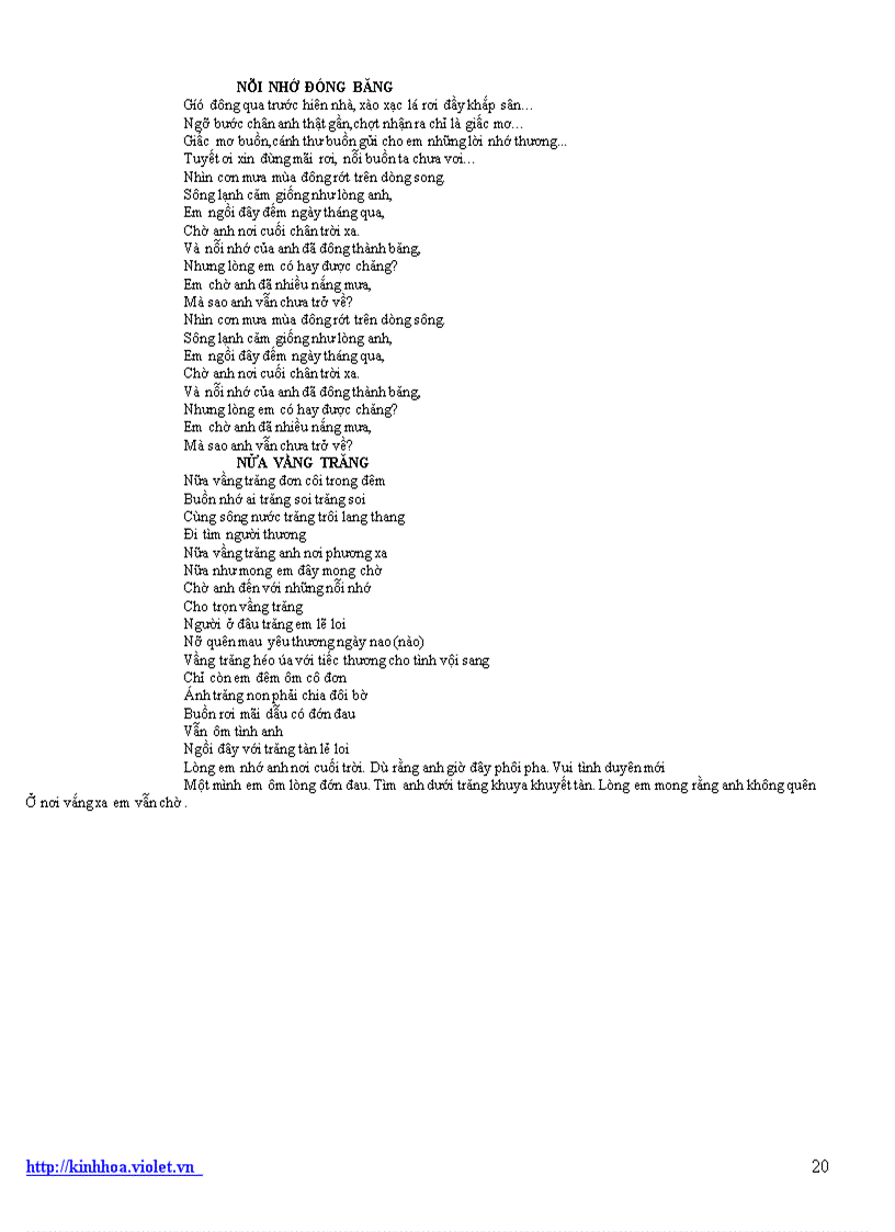 image for page Tuyển lời bài hát hay