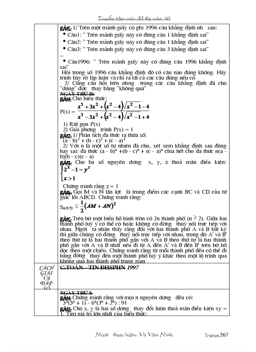 image for page Tuyen tap de thi vao lop 10 cuc hay new