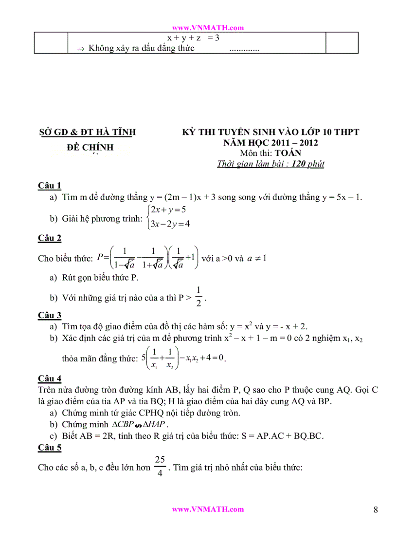 image for page Tuyển tập đề thi vào lớp 10 2011 2012