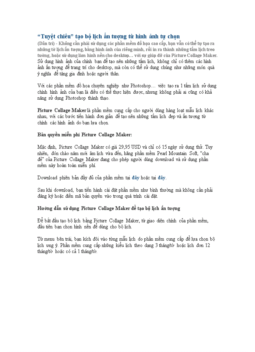 image for page Tuyệt chiêu làm Lịch bằng bộ ảnh tự chọn