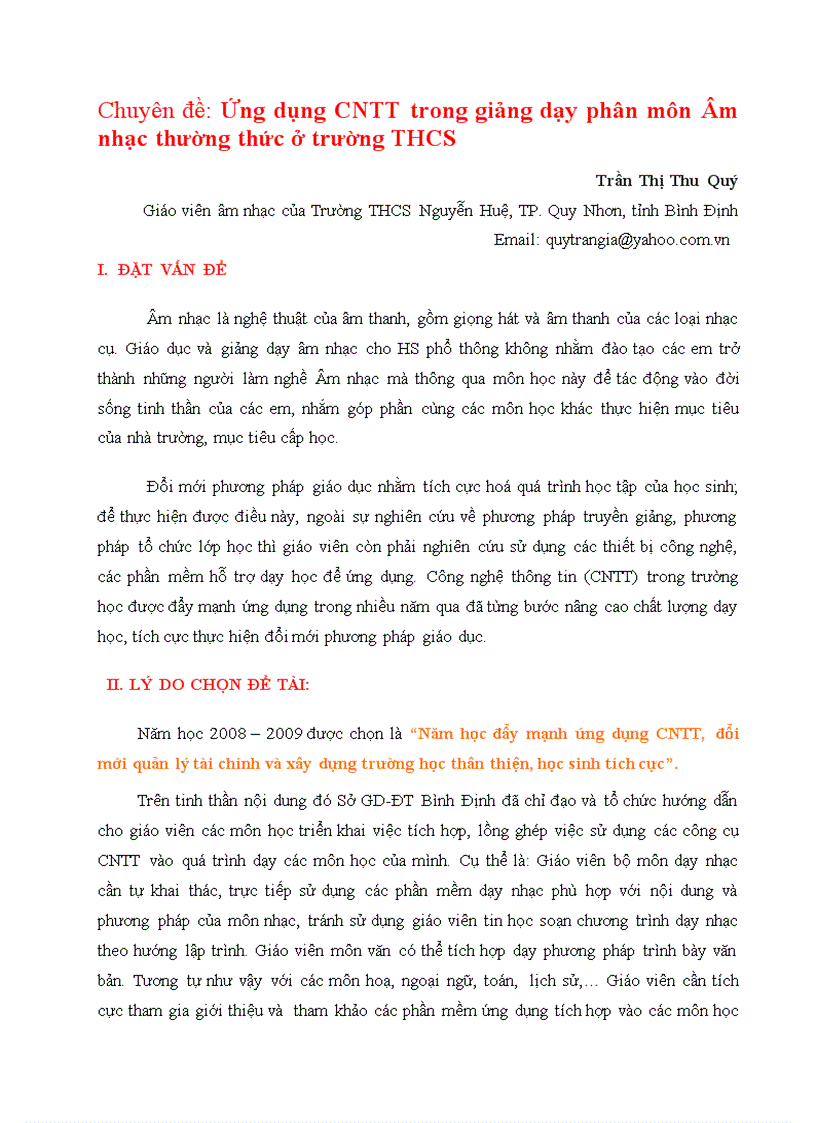 image for page Ứng dụng CNTT vào dạy môn nhạc