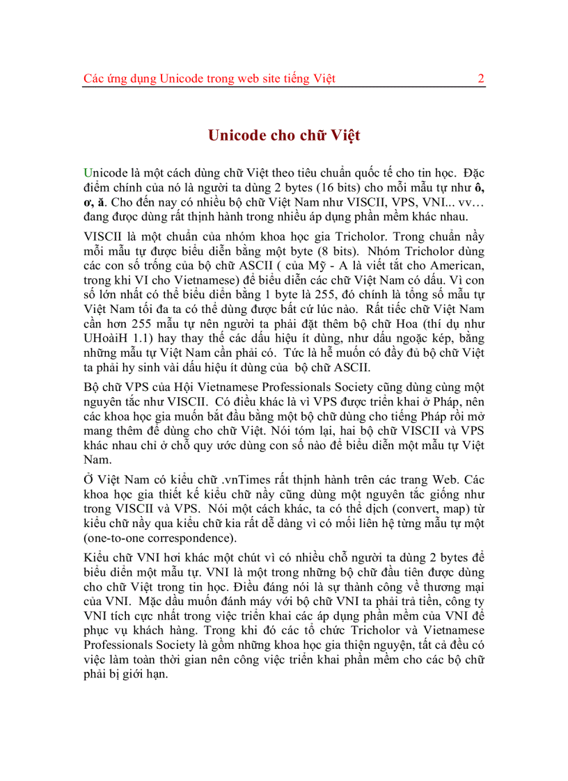 image for page Ung dung cua unicode trong web
