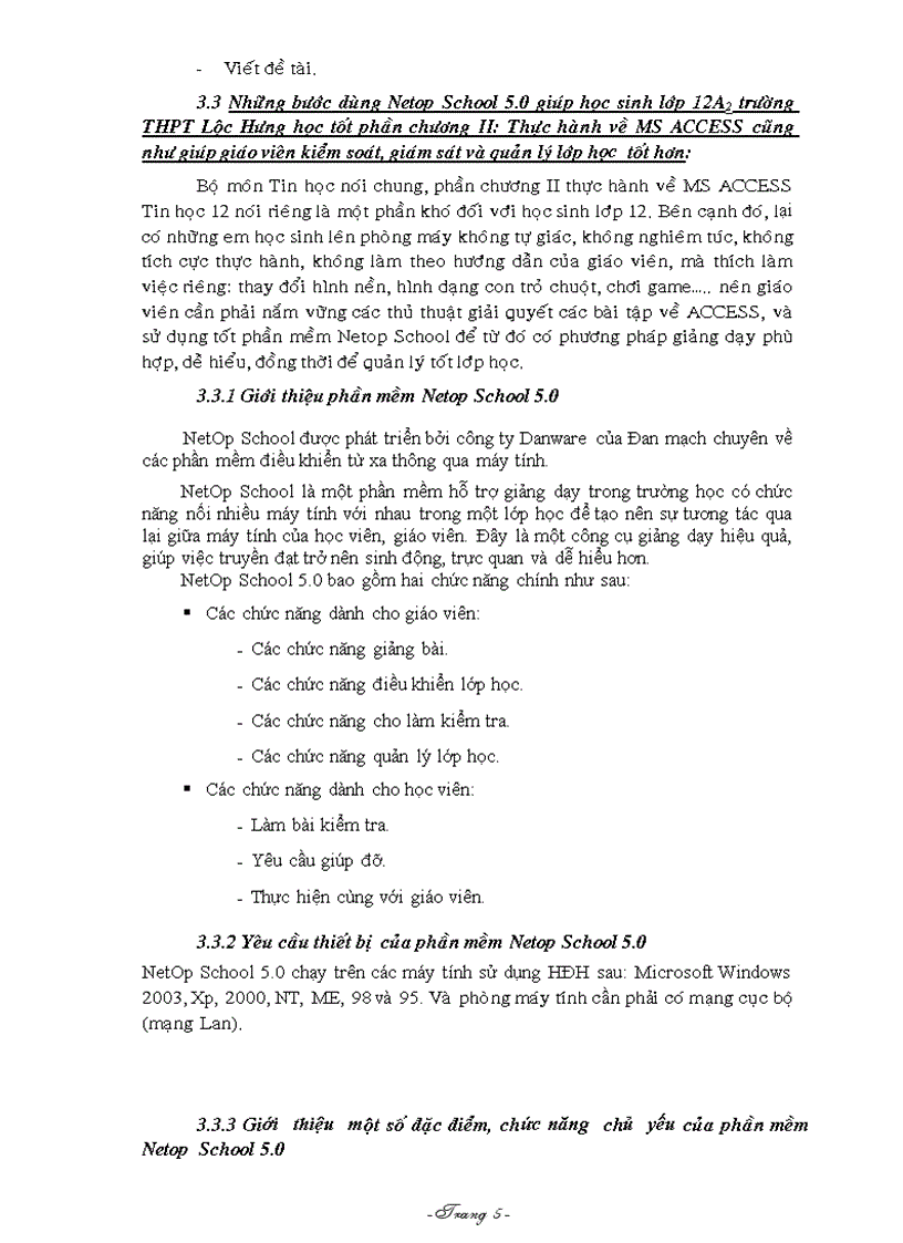 Ứng dụng phần mềm netop school vào quản lý và giảng dạy thực hành môn tin học 12 trên phòng máy