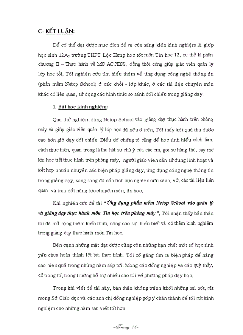 image for page Ứng dụng phần mềm netop school vào quản lý và giảng dạy thực hành môn tin học 12 trên phòng máy