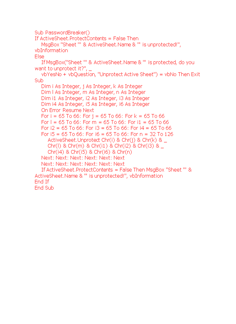 image for page Unprotect All sheet in Excel