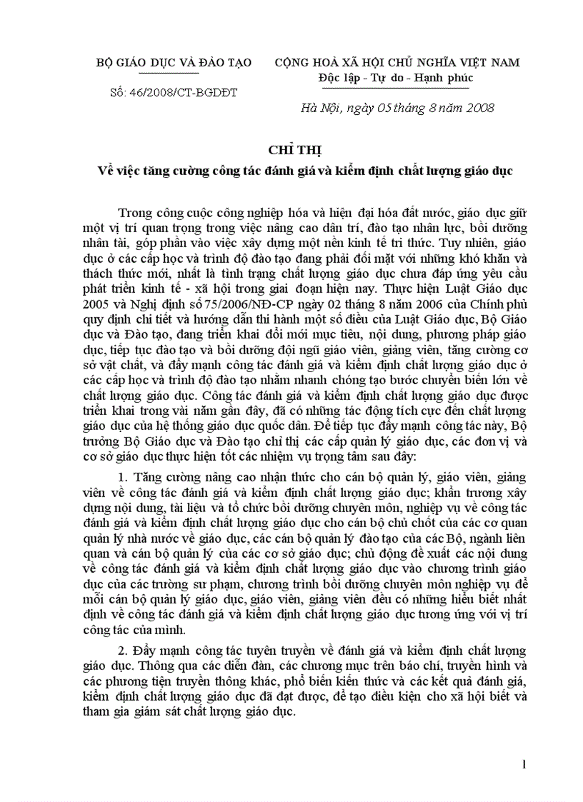 image for page Văn bản chỉ đạo Tự đánh giá GDPT