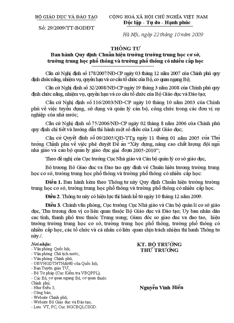 image for page Van ban danh gia29 2009 TT BGDĐT