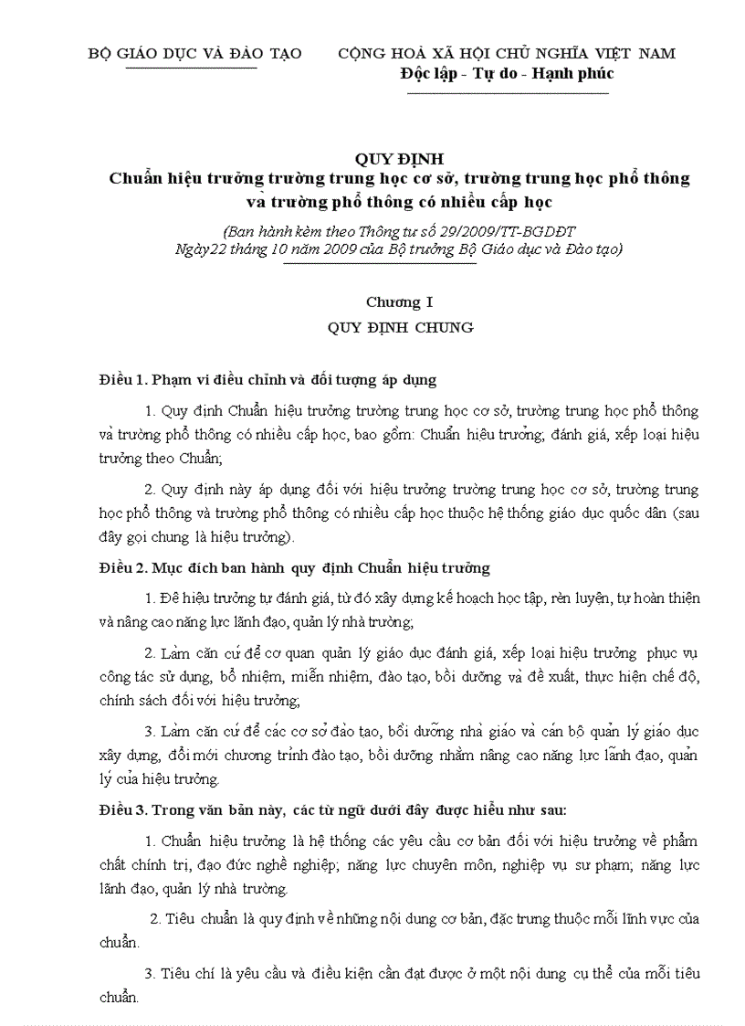 image for page Van ban danh gia29 2009 TT BGDĐT