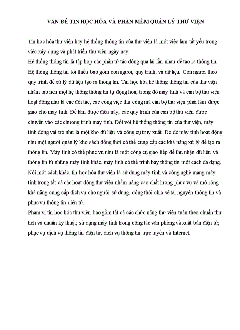 image for page Vấn đề tin học hóa và phần mềm quản lý thư viện