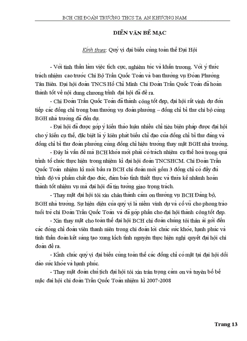 image for page Văn kiện đại hội chi đoàn trường học