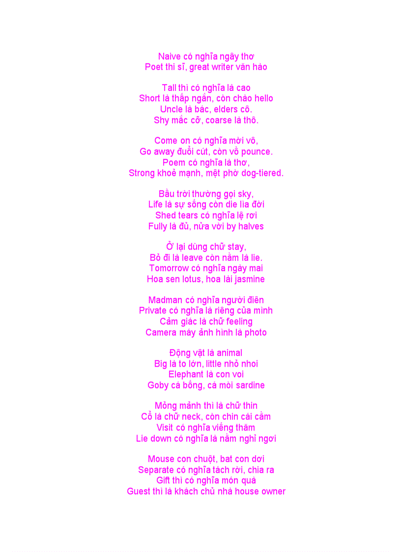 image for page Vocabulary poem