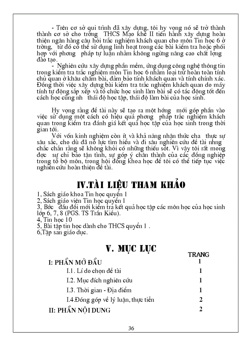 image for page XD câu hỏi và để KT trắc nghiệm khách quan để đánh giá KQ học tập môn Tin học 6