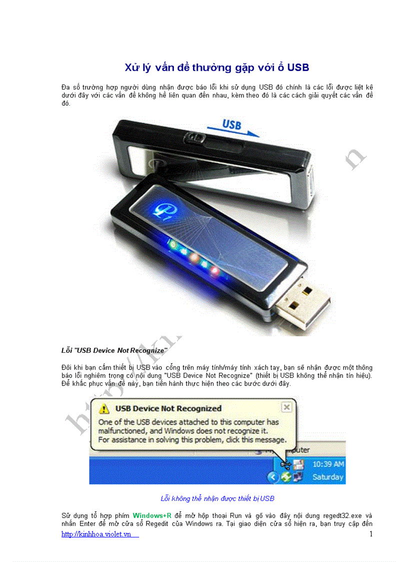 Xử lí vấn đề thường gặp với USB