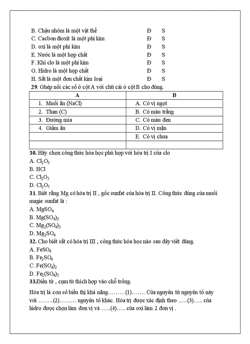 image for page 40 câu hỏi trắc nghiệm hóa 8