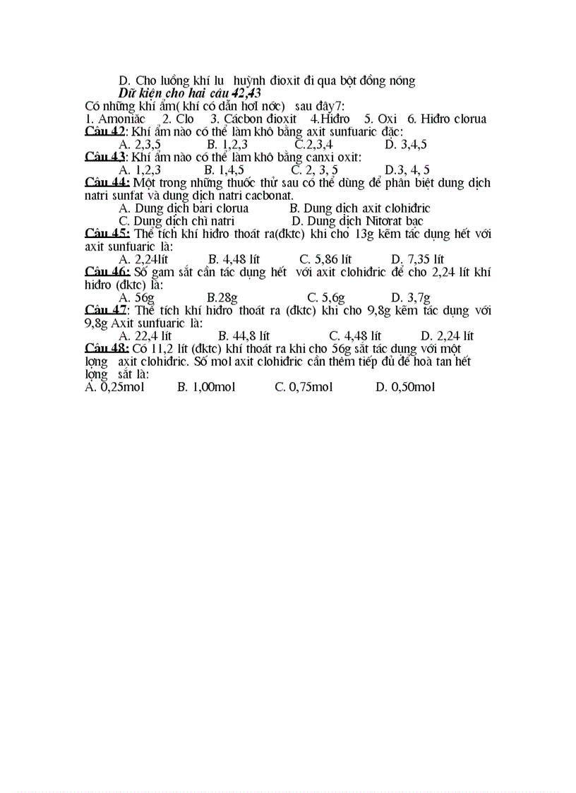 image for page 50 Câu TN Hóa 8 chương V