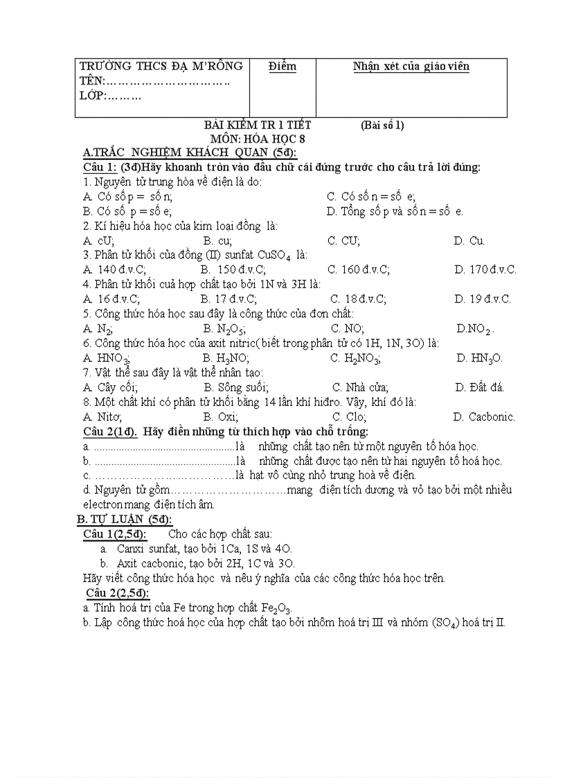 image for page Bài kiểm tra số 1