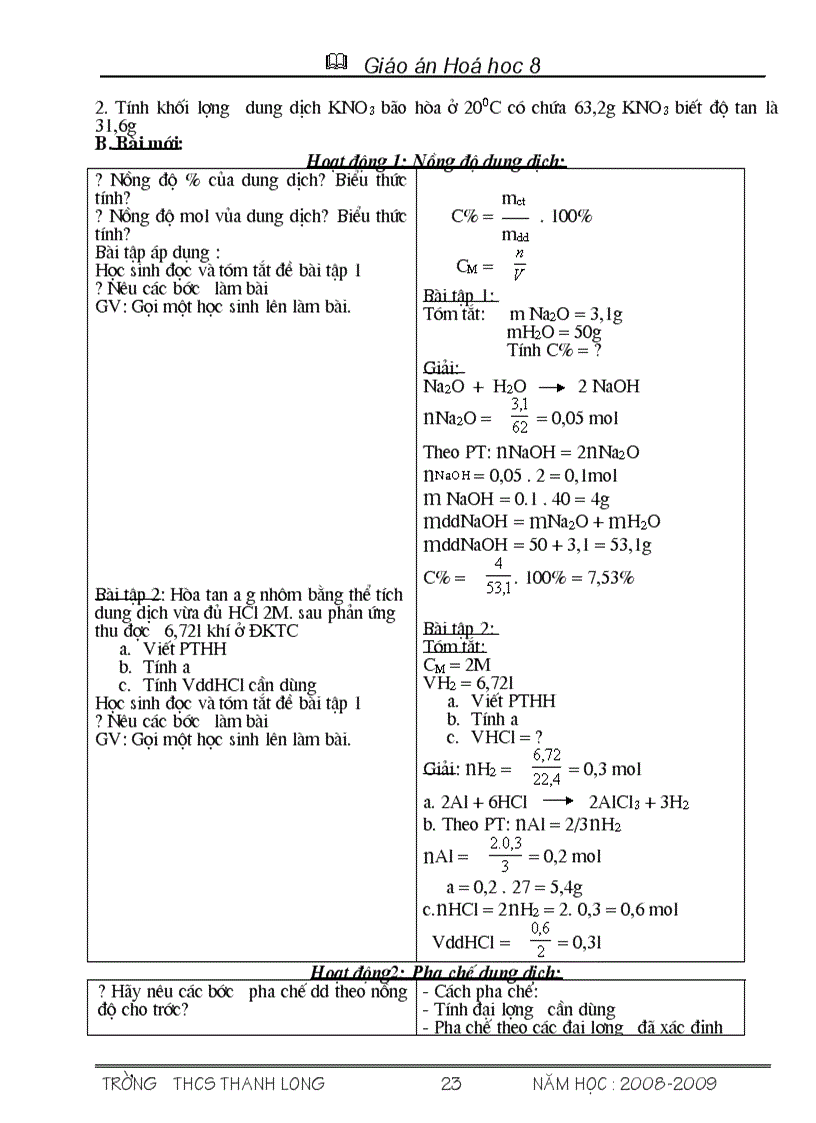 image for page Bài soạn Hóa 8 Từ Tiết 55 66