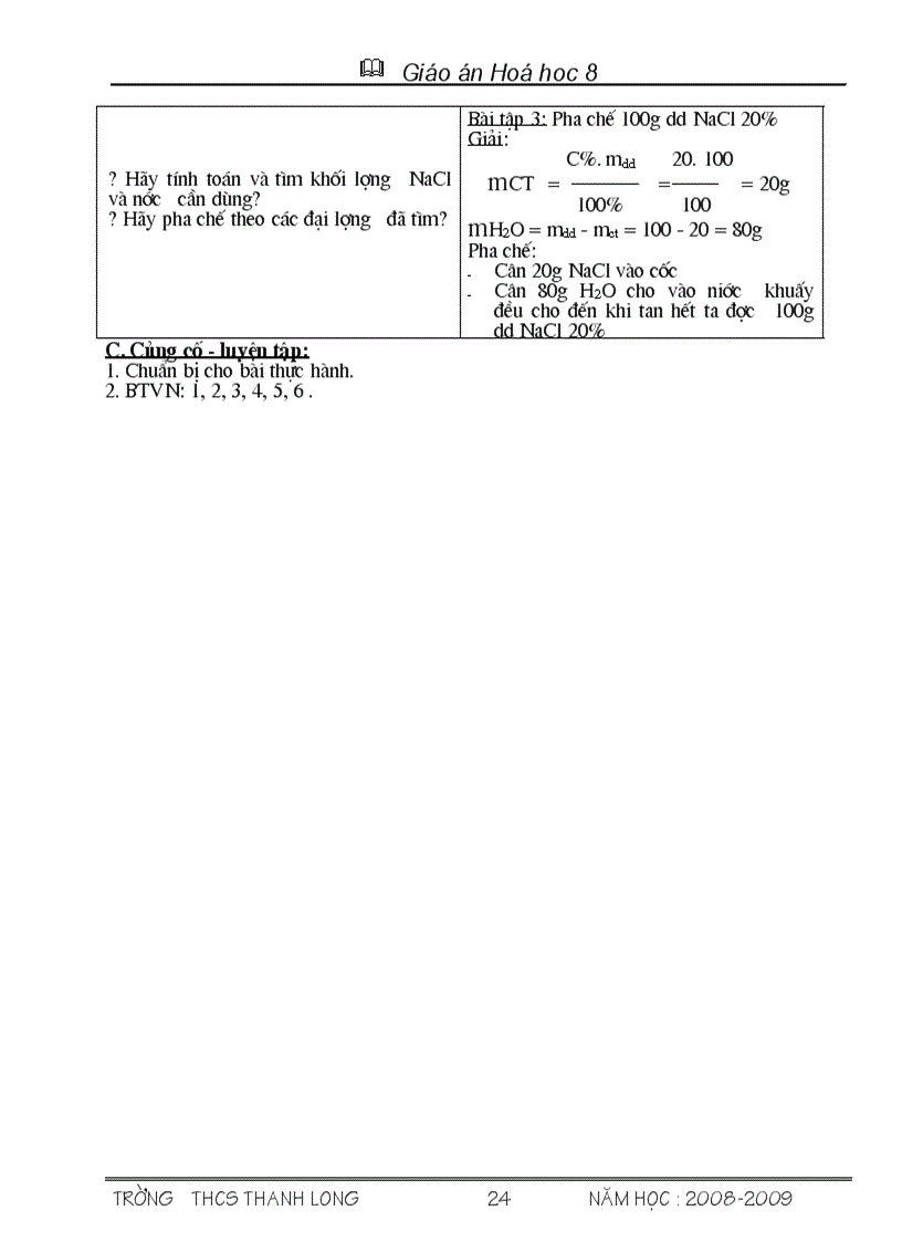 image for page Bài soạn Hóa 8 Từ Tiết 55 66