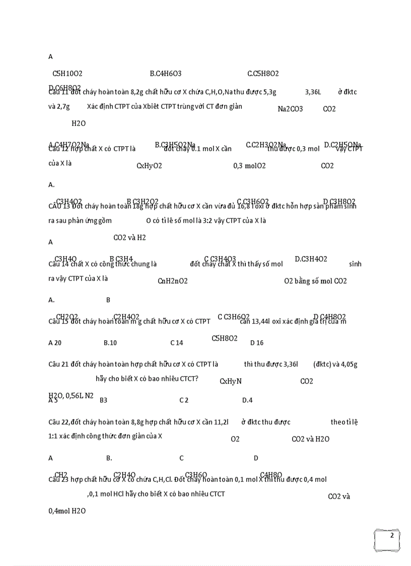 image for page Bài tập phân tích nguyên tố và lập công thức phân tử