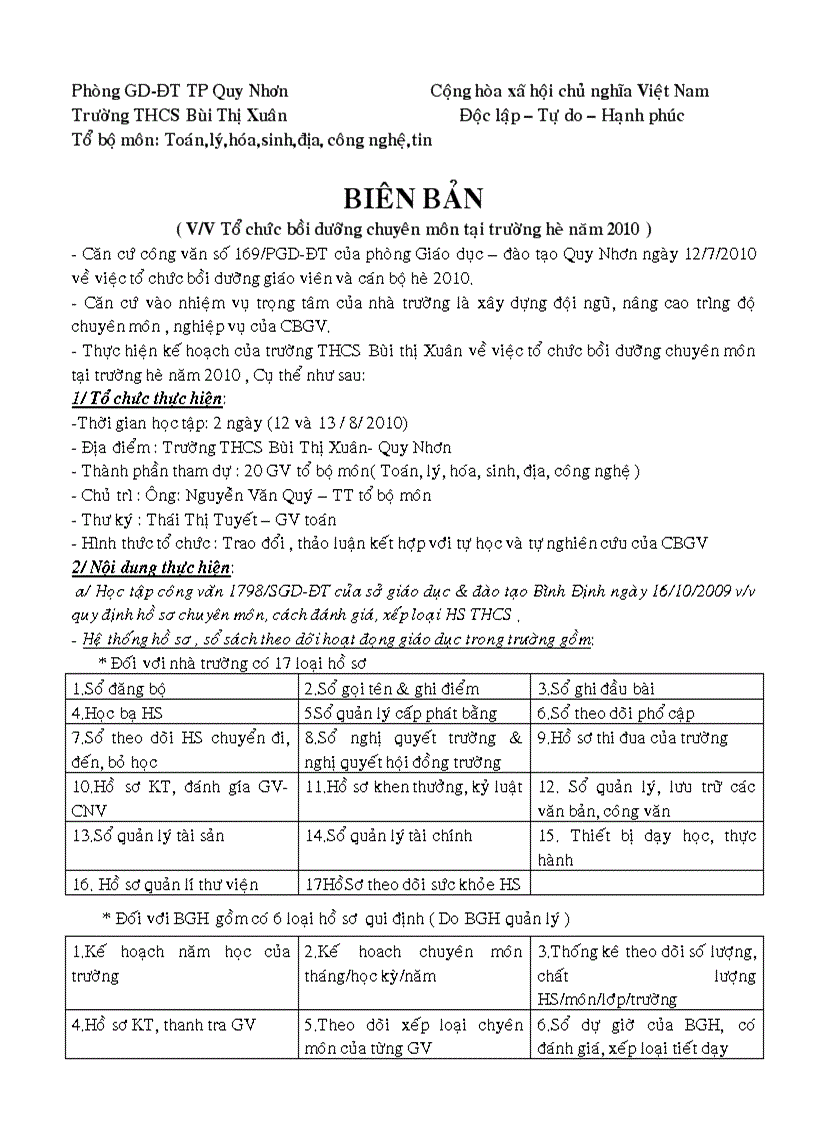 image for page Bien ban chuyen mon he 2010