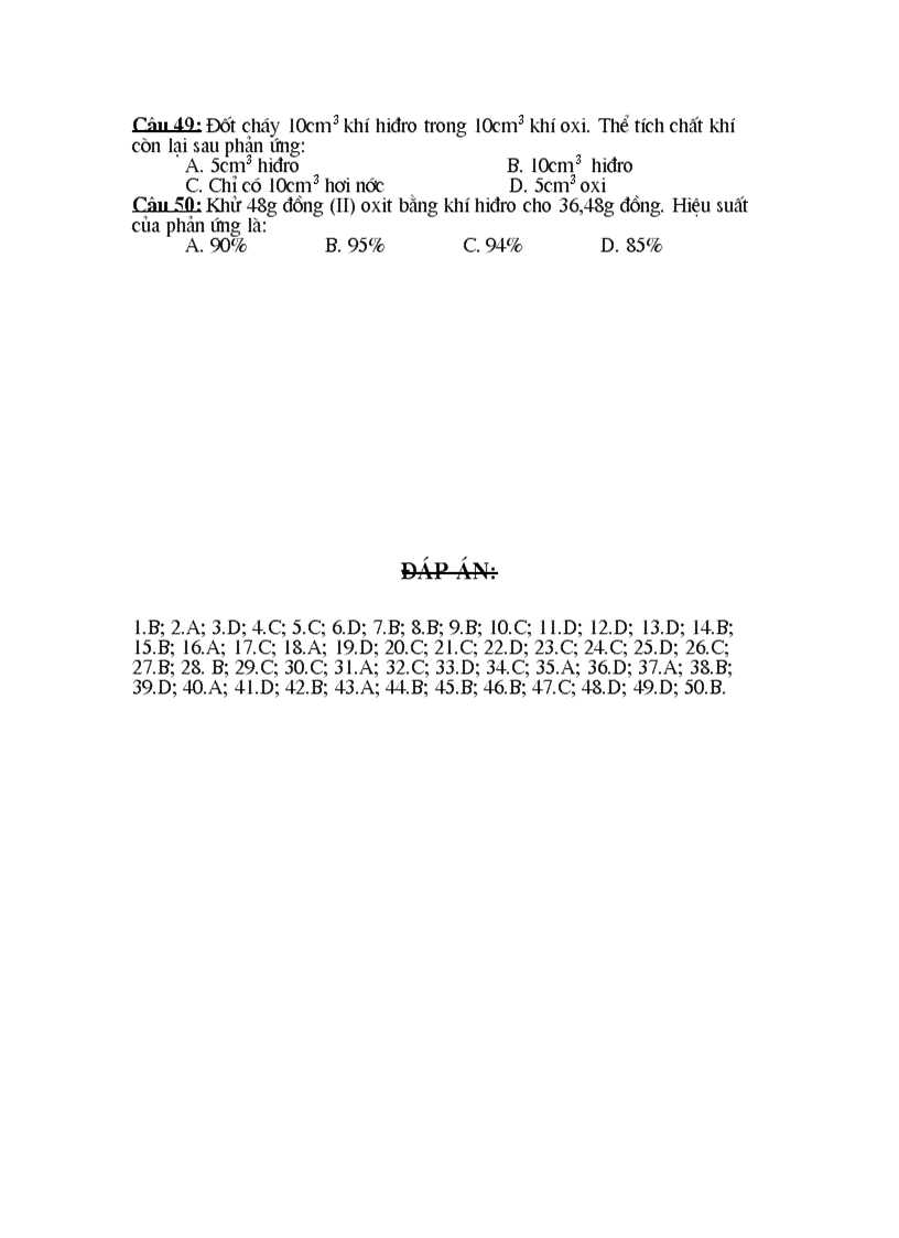 image for page Bộ 50 câu TNKQ hóa 8 Chương V có đáp án