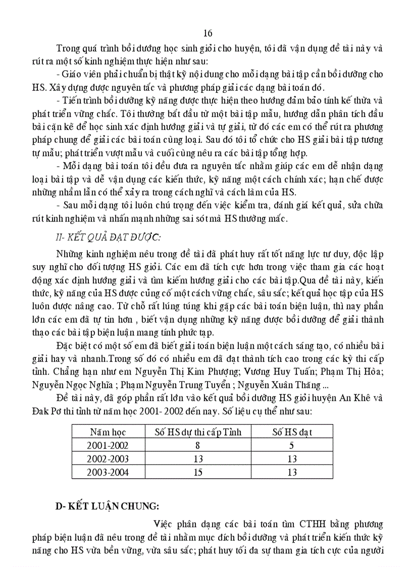 image for page Bồi dưỡng kỹ năng biện luận tìm CTHH cho HS giỏi