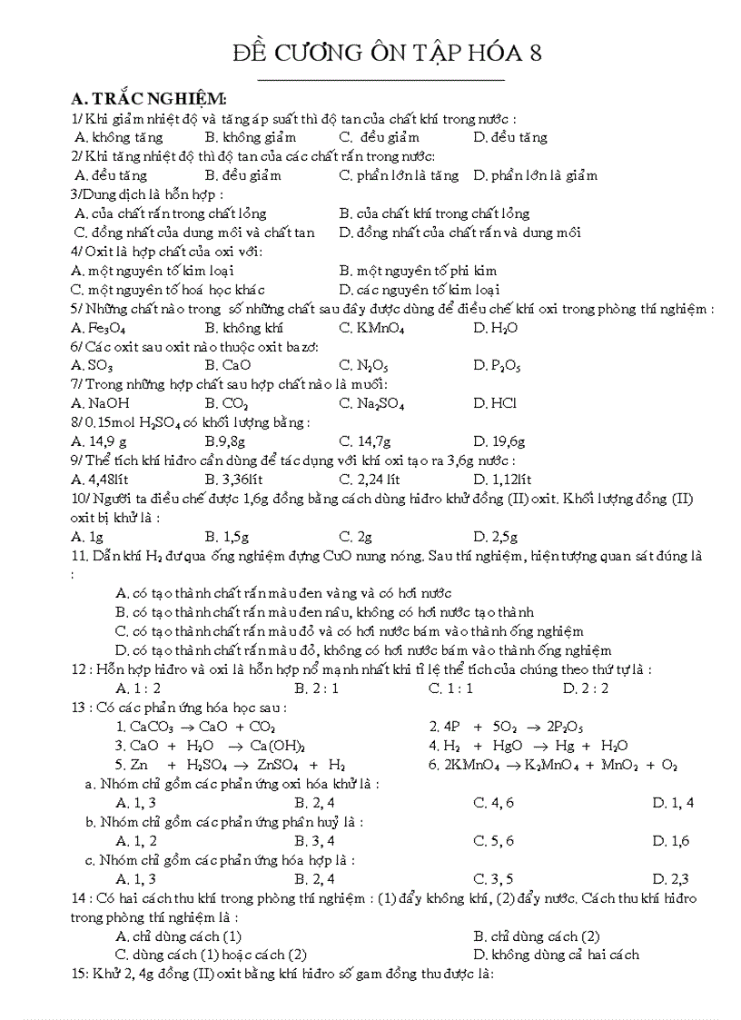 image for page Đề cương ôn tập Hóa 8 Hk2