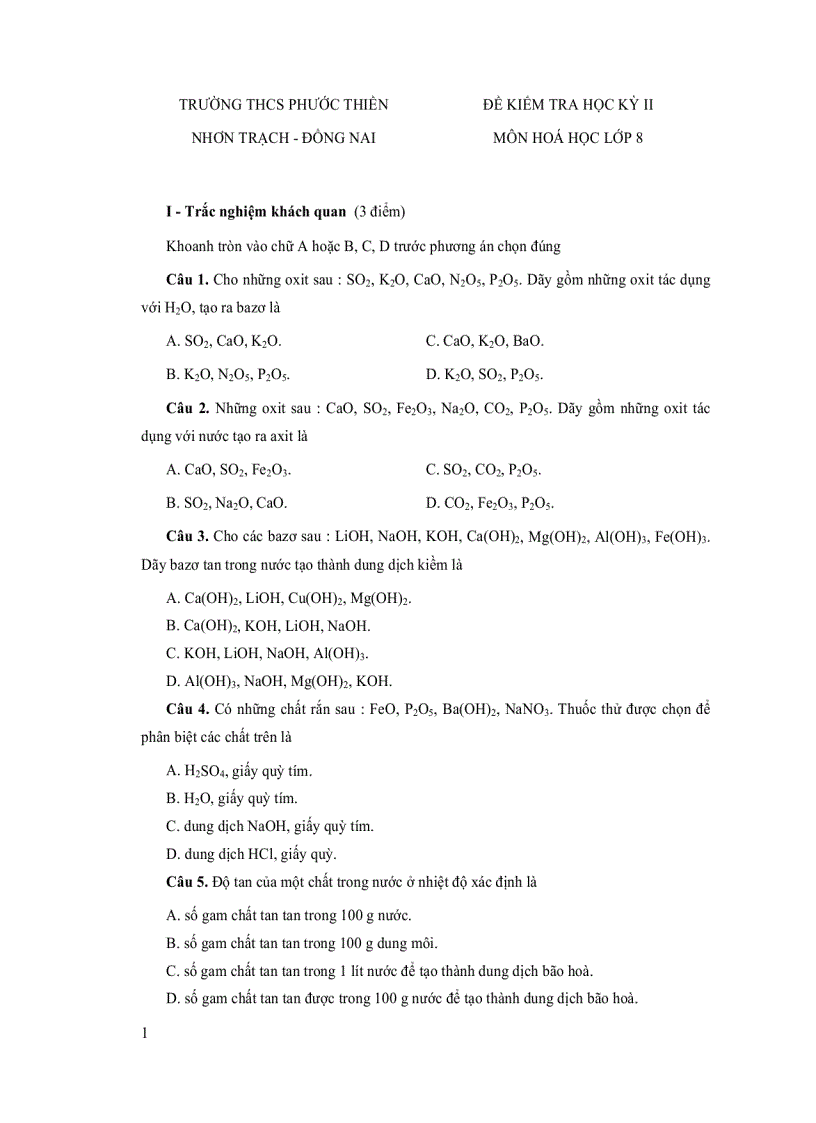 image for page Đề HKII Hóa học 8 4