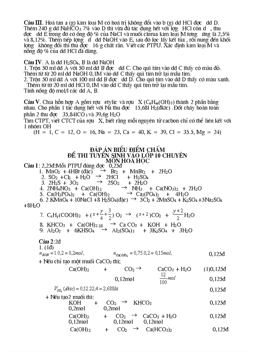 image for page Đề kiểm tra hóa 8 học kỳ II