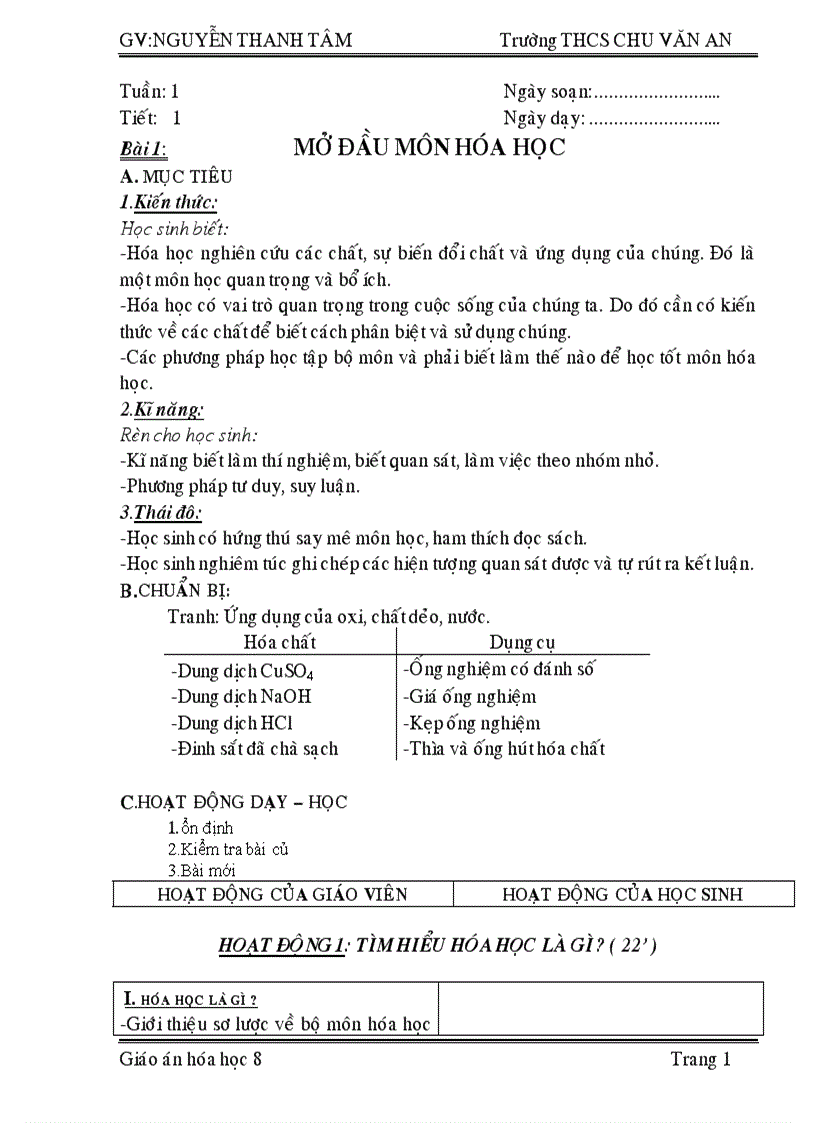 image for page GIÁO ÁN 2 CỘT hóa 8 học kỳ I