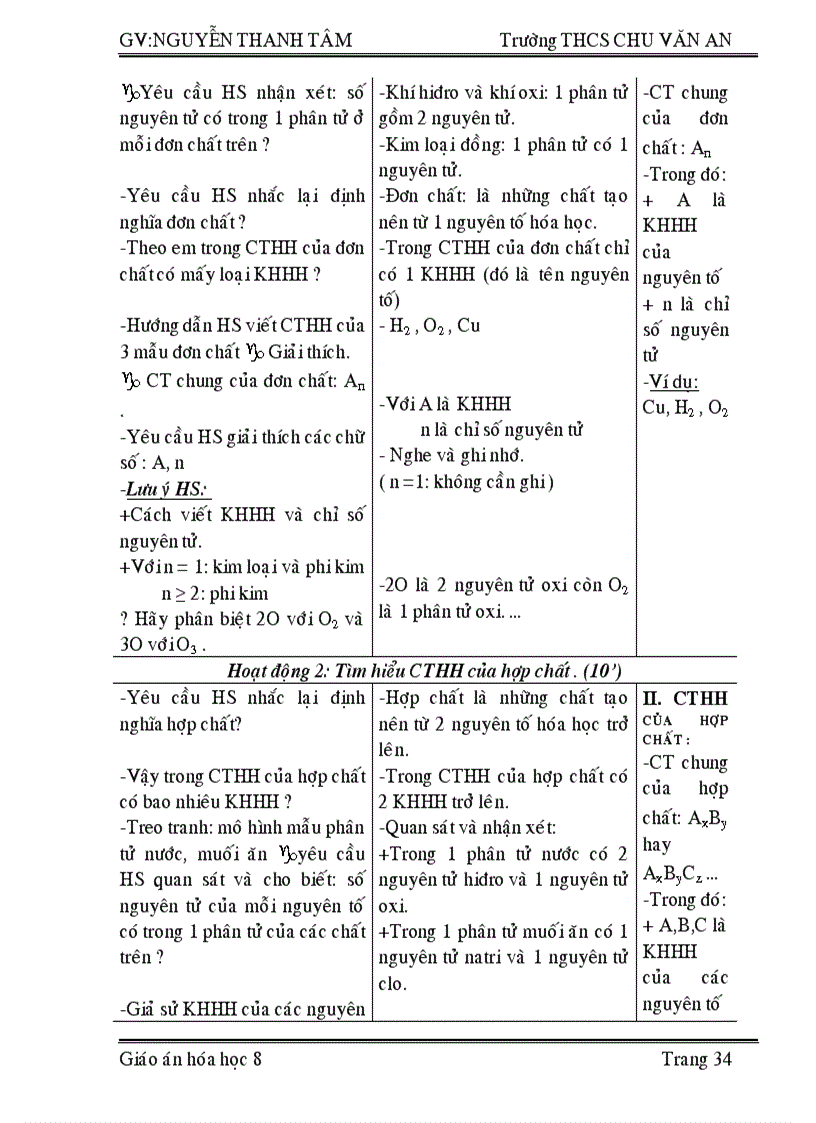 image for page GIÁO ÁN 2 CỘT hóa 8 học kỳ I