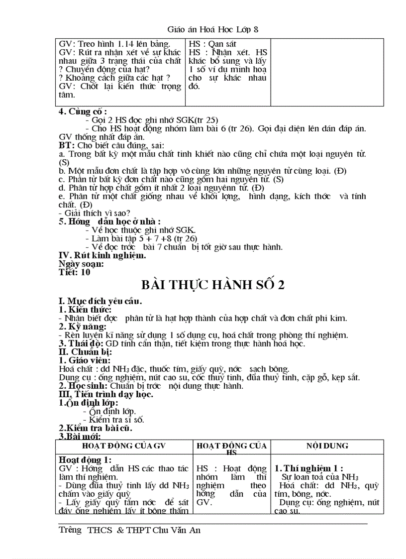 image for page Giáo án Hóa 8 3 cột cả năm