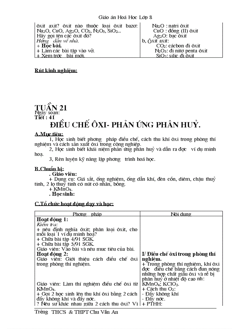 image for page Giáo án Hóa 8 3 cột cả năm