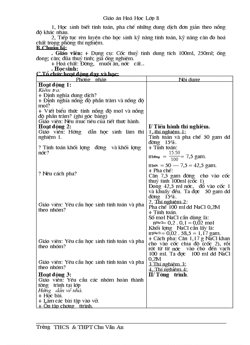 image for page Giáo án Hóa 8 3 cột cả năm