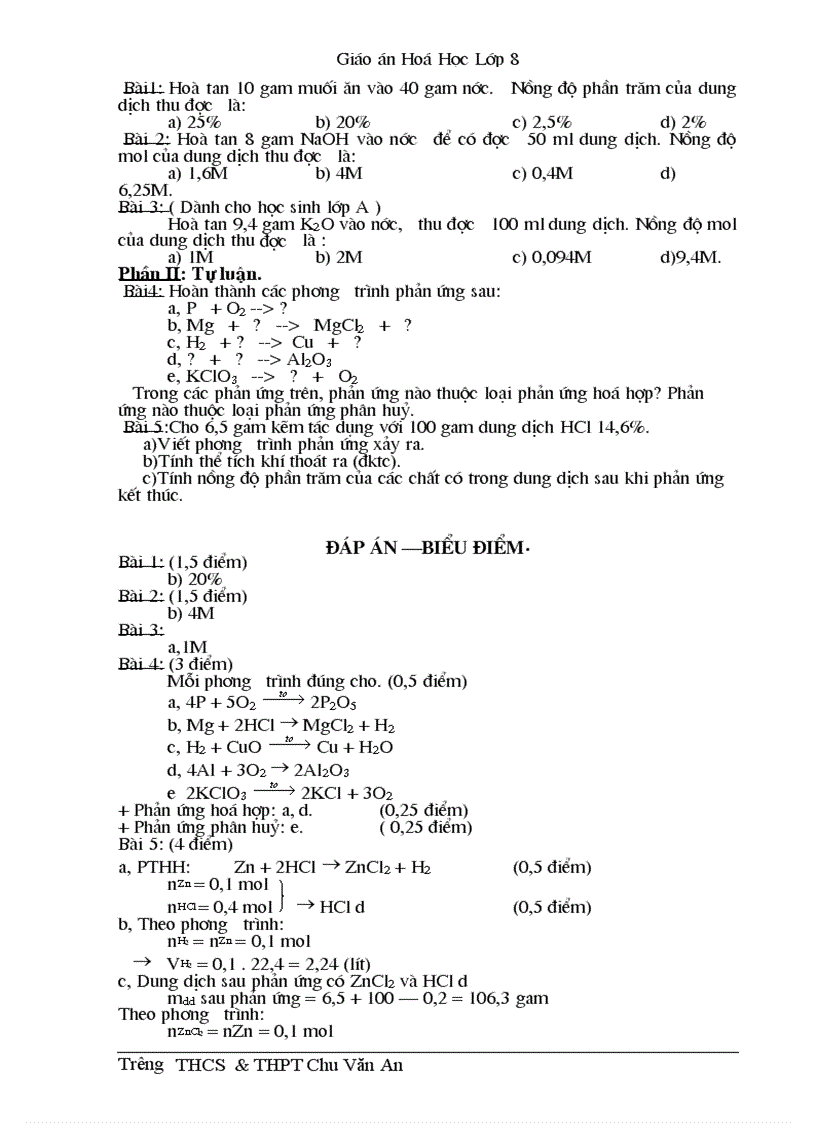 image for page Giáo án Hóa 8 3 cột cả năm