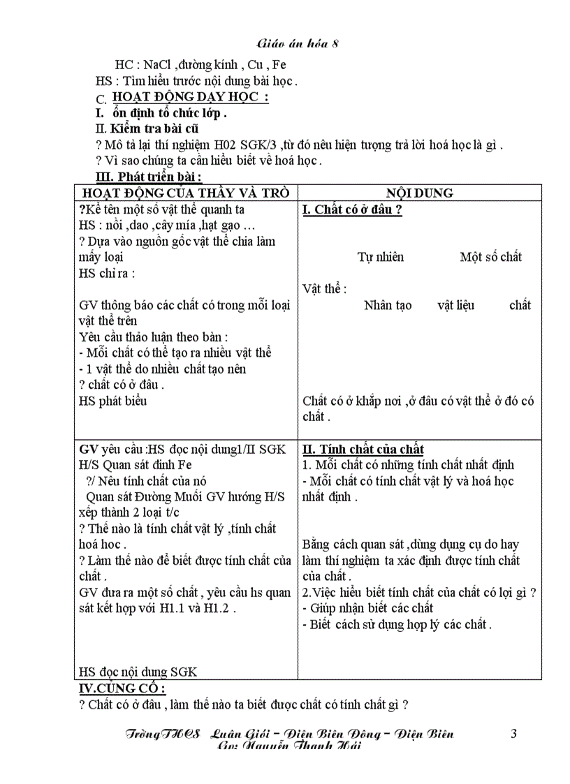 image for page Giáo án Hóa 8 chỉ in