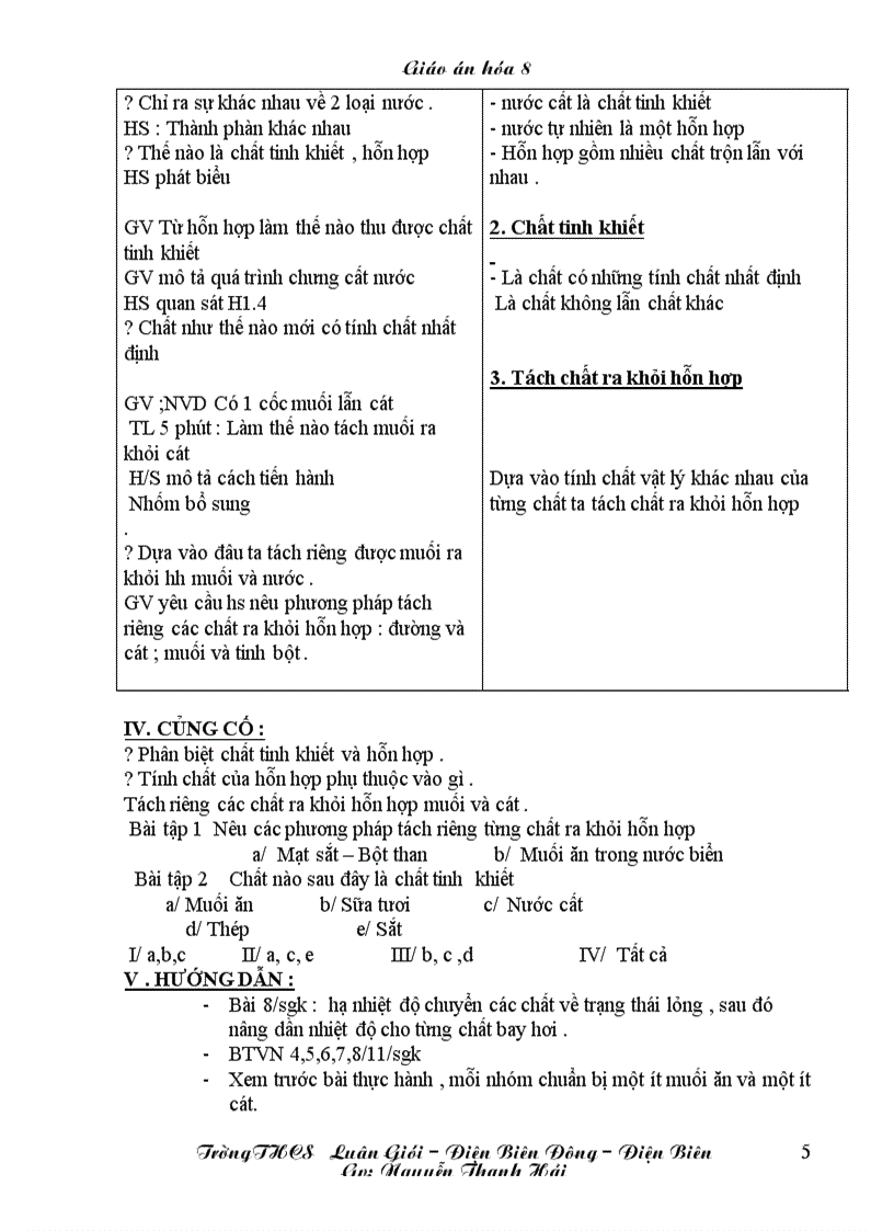 image for page Giáo án Hóa 8 chỉ in