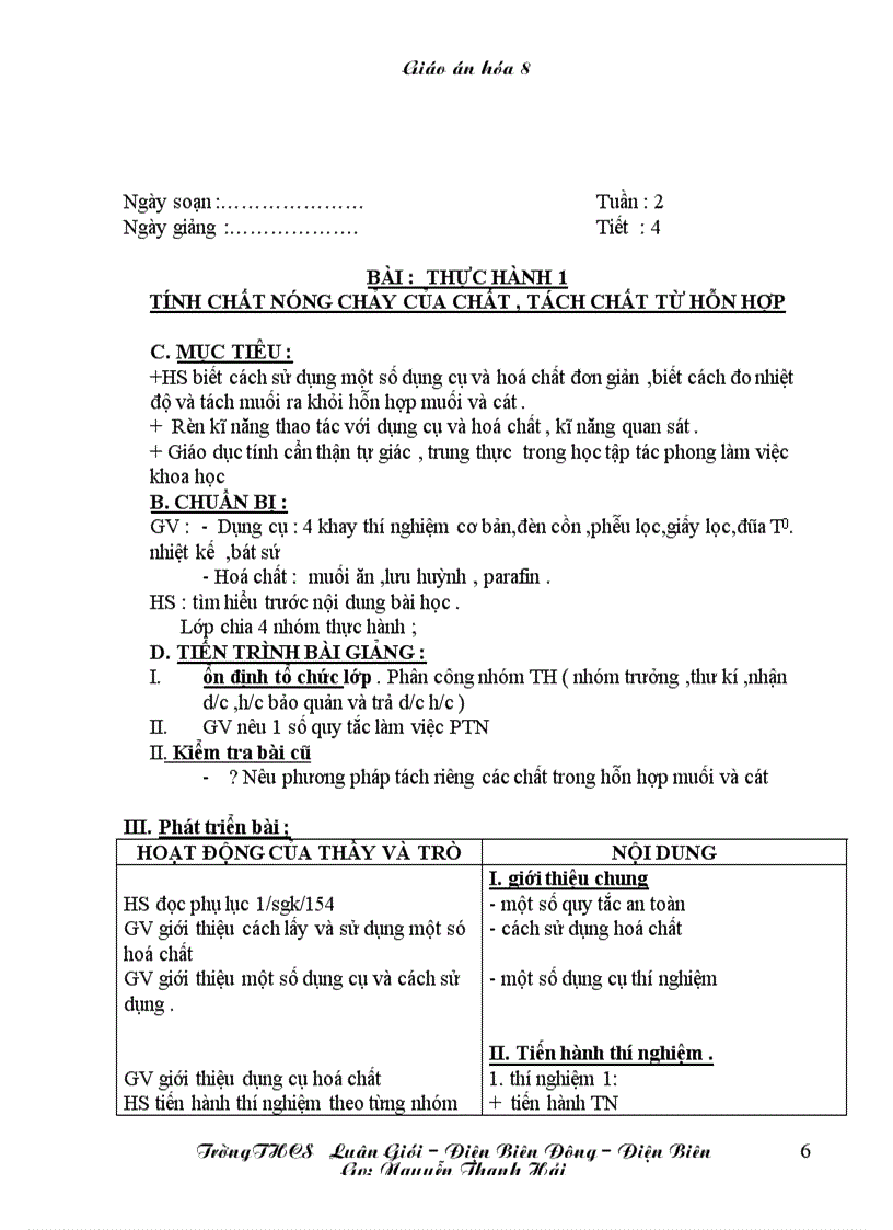 image for page Giáo án Hóa 8 chỉ in